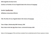 Seminar on The Role of Cross-linguistic Data in the Science of Language